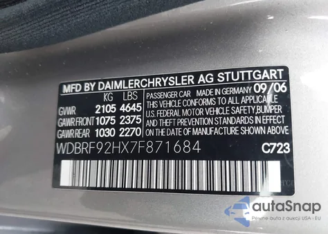 2007 Mercedes-Benz C 280 Luxury 4Matic z USA, uszkodzony, nr VIN WDBRF92HX7F871684